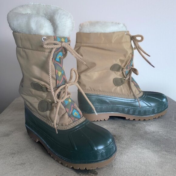 LACROSSE ( 4 ) Girls Snow Boots, Insulated Waterproof Aztec Design Boots - Picture 3 of 14